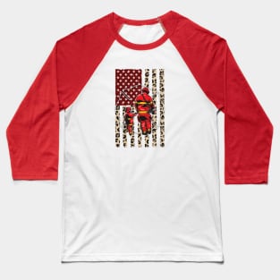 Firefighter with child leopard design flag Baseball T-Shirt